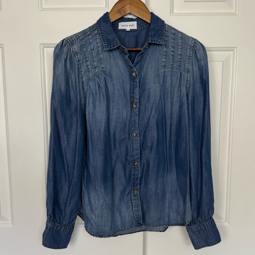 Bella‎ Dahl Chambray Button Up Long Sleeve Women’s Top Size Small
